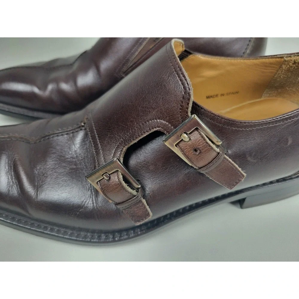 Mezlan‎ Mens Brown Leather Split Toe Double Monk Strap Dress Shoes Spain 8.5 M